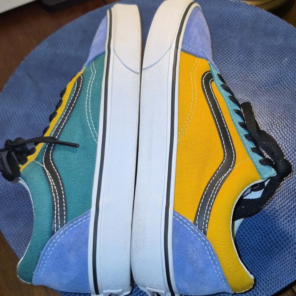 Vans Old Skool Men's Blue Suede/yellow Canvas.low Profile Shoes.(#1934)EC. - Picture 8 of 11